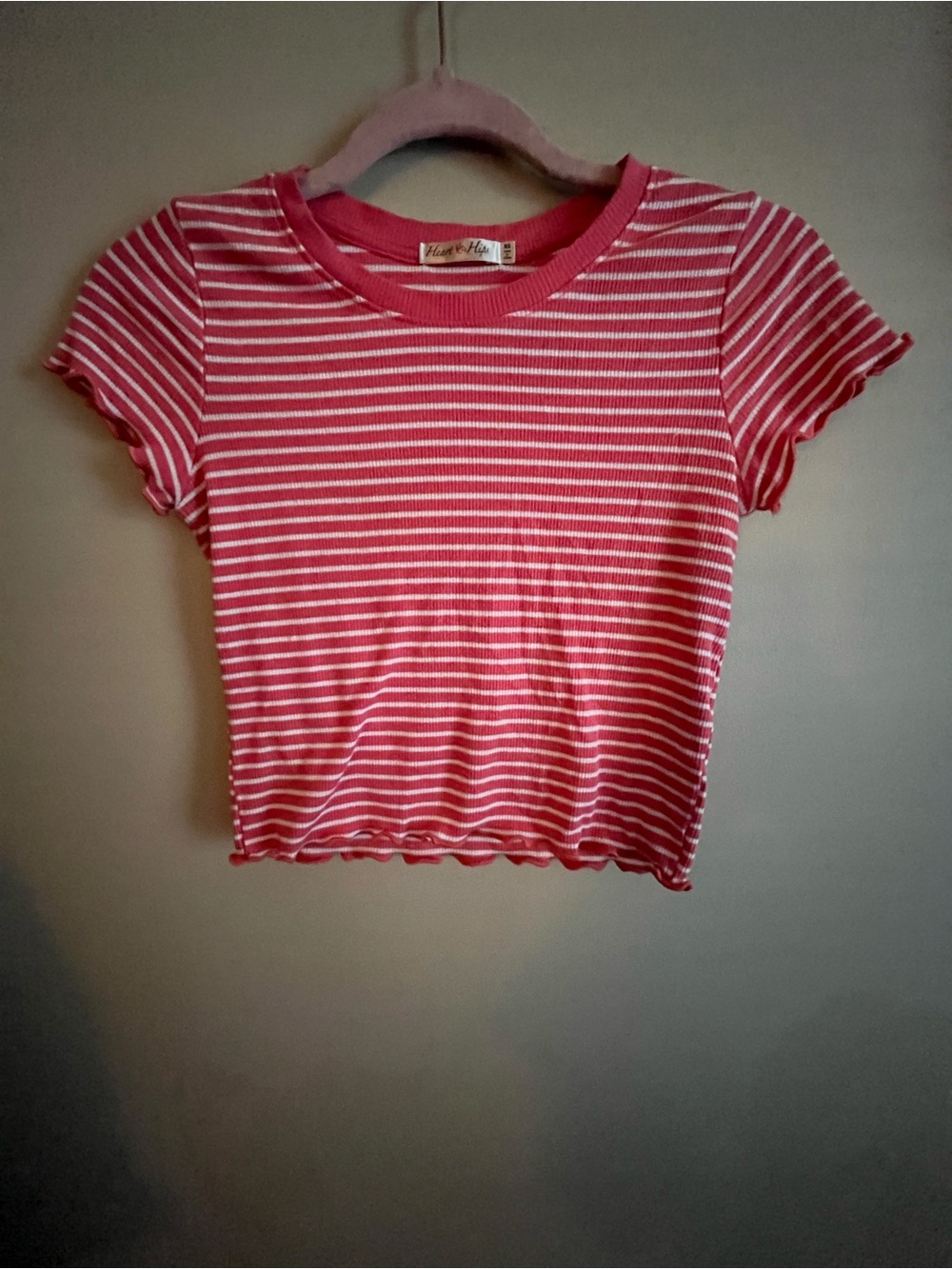 Heart & Hips Pink and White Striped Short Sleeve Tee